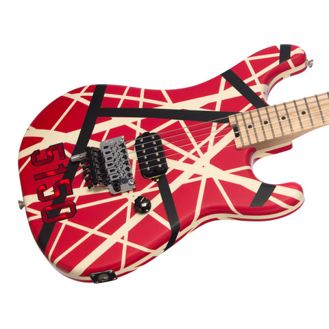 EVH Guitars Striped Series 5150 - Red/White/Black Stripes - Electric Guitar with Floyd Rose and D-Tuna - USED!