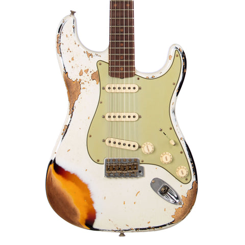 Fender Custom Shop LTD 1962 Stratocaster Heavy Relic - Aged Olympic White over 3 Tone Sunburst - Limited Edition Electric Guitar - NEW!