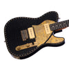Paoletti Guitars Leather Series Nancy 2P90 - Black Crocodile Leather Tele with 2 x P-90s and Ancient Reclaimed Chestnut Body