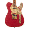 Paoletti Guitars Leather Series Nancy SS - Red Crocodile Leather Tele with Birdseye Maple Neck and Ancient Reclaimed Chestnut Body