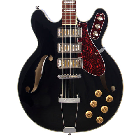 Airline Guitars H77 - Black - Vintage Reissue Semi Hollow Electric Guitar - NEW!