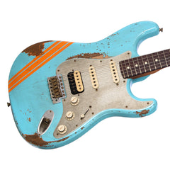 Fender Custom Shop MVP Stratocaster HSS Relic - Daphne Blue w/ Orange Competition Stripes and Matching 2-Step Headstock - Masterbuilt Greg Fessler - Dealer Select Master Vintage Player Series Electric Guitar - NEW!!!