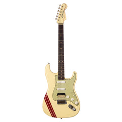 Fender Custom Shop MVP Stratocaster HSS Journeyman Relic - Vintage White w/ Red Competition Stripes and Matching 2-Step Headstock - Dealer Select Master Vintage Player Series Electric Guitar - NEW!!!