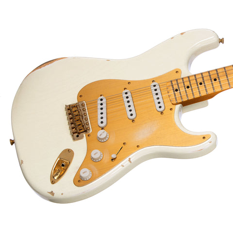 Fender Custom Shop Limited Edition 70th Anniversary 1954 Stratocaster Relic - Aged Olympic White w/Gold Hardware - 1 off Electric Guitar NEW!