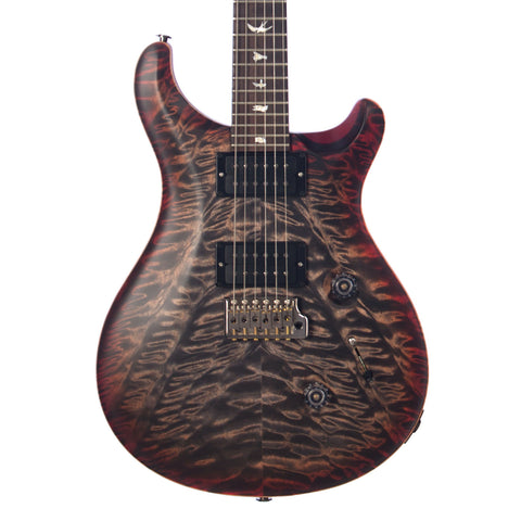 USED Paul Reed Smith Wood Library Custom 24 - Satin Charcoal Cherry Burst - Birds and Quilted Maple 10-Top - Stunning PRS Electric Guitar!