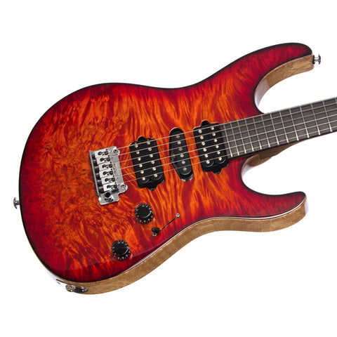 Suhr Guitars Custom Modern - Inferno Burst - Black Limba / Waterfall Burl 24 Fret Custom Boutique Electric Guitar - USED!