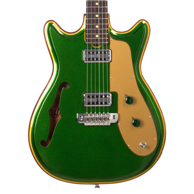 2022 Walsh Guitars Custom Double Cut - Candy Green w/Gold Accents and Natural Back - Semi-Hollow Custom Boutique Electric Guitar - USED!