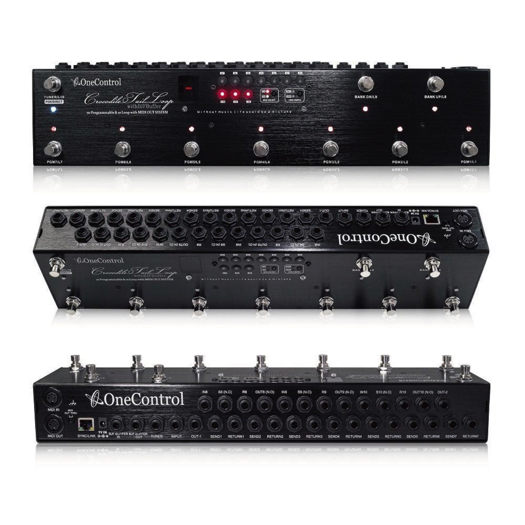 midi looper pedal One Control Crocodile Tail Loop 10 Loop Programmable Switcher