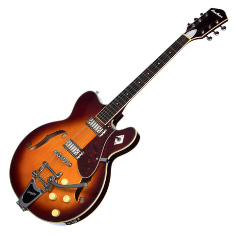 Airline Guitars H74 DLX - Honeyburst - Vintage Reissue Semi Hollow Electric Guitar - NEW!