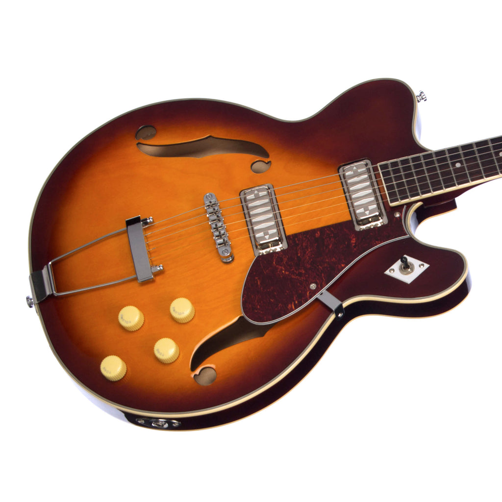Airline Guitars H74 DLX Honeyburst Vintage Reissue Semi Hollow Make'n