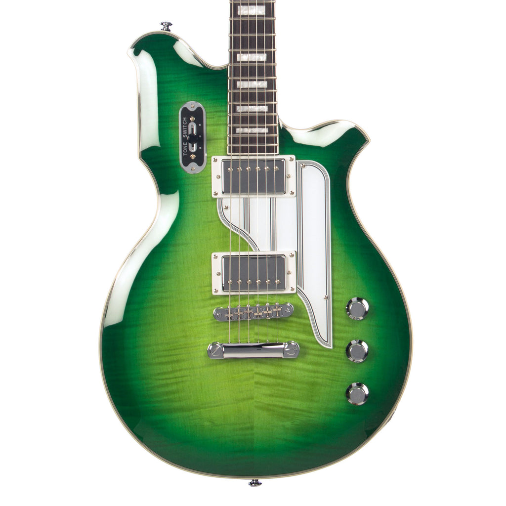 Airline Guitars MAP FM Greenburst Flame - Upgraded Vintage Reissue Electric Guitar - NEW!