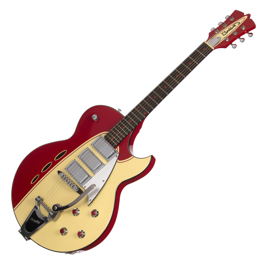 Backlund Guitars Rockerbox DLX Ebony Red / Creme Deluxe Semi Hollo