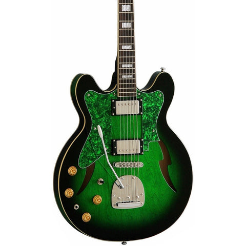 Eastwood Guitars Custom Kraft DLX LEFTY - Left Handed Supro/Valco Tribute Semi-Hollow Electric Guitar - Greenburst