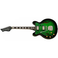 Eastwood Guitars Custom Kraft DLX LEFTY - Left Handed Supro/Valco Tribute Semi-Hollow Electric Guitar - Greenburst