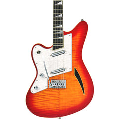Eastwood Guitars Surfcaster LEFTY - Cherryburst -  Left Handed Flame Top Offset Electric Guitar - NEW!