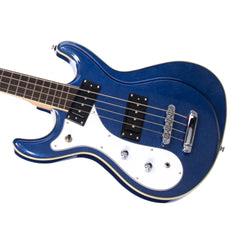 Eastwood Guitars Sidejack Bass 32 Lefty - Left Handed Short Scale 32" Mosrite-inspired Electric Bass Guitar - Metallic Blue - NEW!