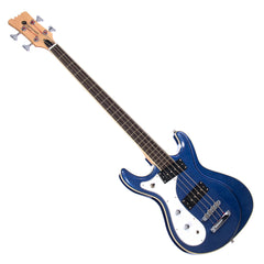 Eastwood Guitars Sidejack Bass 32 Lefty - Left Handed Short Scale 32" Mosrite-inspired Electric Bass Guitar - Metallic Blue - NEW!