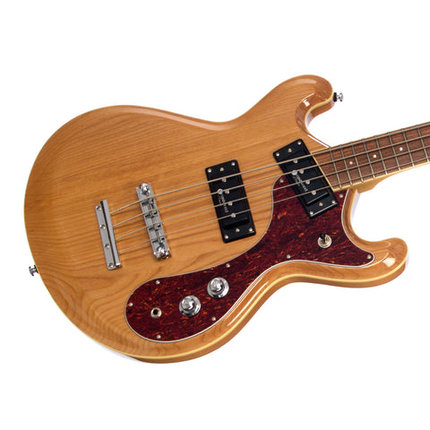 Eastwood Guitars Sidejack Pro JM Bass - Natural - Vintage Mosrite Joe Maphis -inspired Tribute Model - Offset / Short Scale  - NEW!