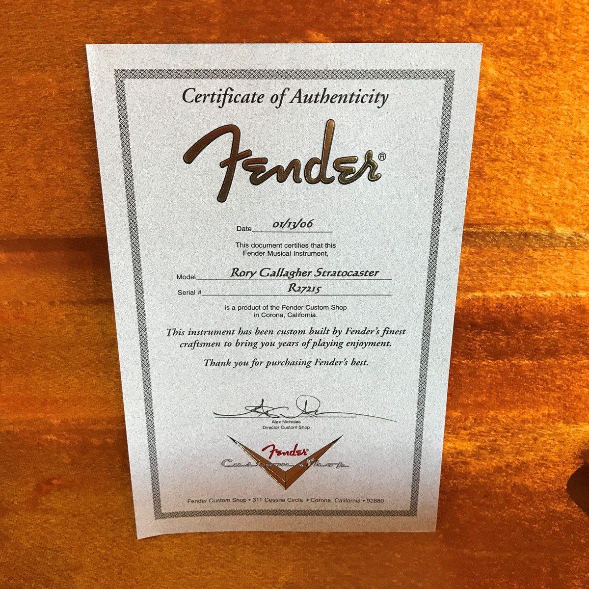 Signature Hat Rory Gallagher USED Fender Custom Shop Rory Gallagher Signature Stratocaster - Sunbur ...