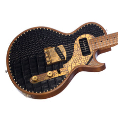 Paoletti Guitars Richard Fortus Signature Custom Leather Jr - Black Crocodile - Hand-Wound Pickups and Ancient Reclaimed Chestnut Body