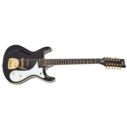 Eastwood Guitars Sidejack 12 DLX - Black - Mosrite-inspired 12-string electric guitar - NEW!