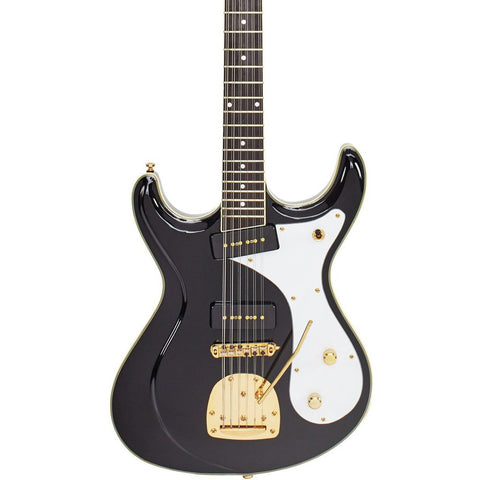 Eastwood Guitars Sidejack 12 DLX - Black - Mosrite-inspired 12-string electric guitar - NEW!