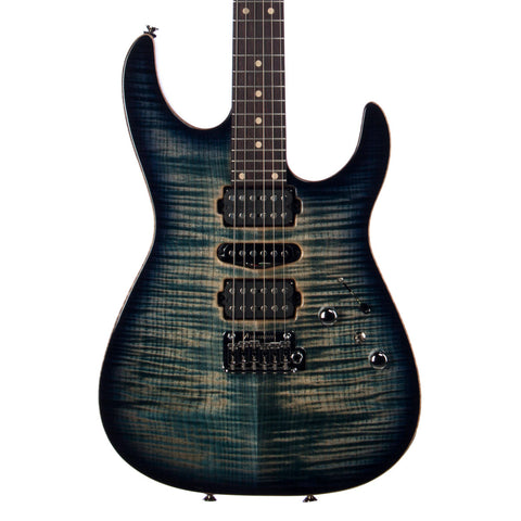 Tom Anderson Guitars Angel - Natural Arctic Blue Burst - 24 fret Electric Guitar - Flame Drop Top