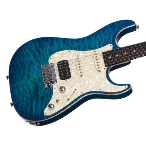 Tom Anderson Guitars Drop Top Classic - Bora to Transparent Blue Burst w/ Binding - Custom Boutique Electric Guitar - New!