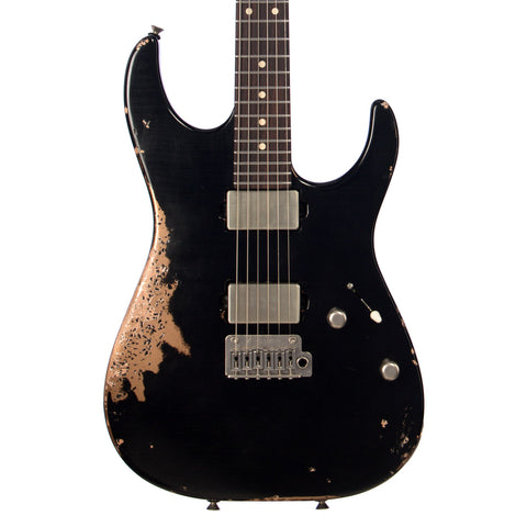 Tom Anderson Lil Angel Player - Black over Firemist Gold / In-Distress Level 3 24 fret Custom Boutique Electric Guitar - NEW!