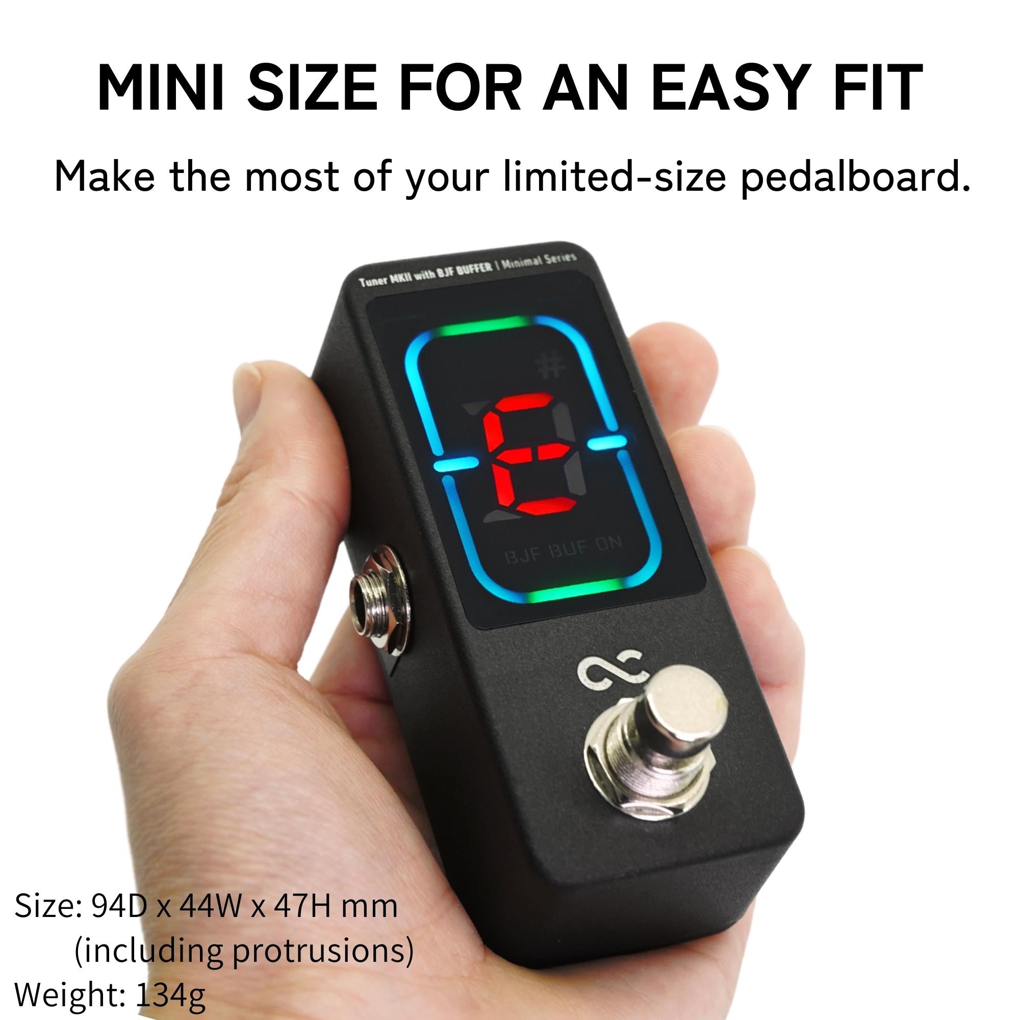 buffered tuner pedal One Control Minimal Series Tuner MKII with BJF BUFFER OC-M-PT2 - Effects Pedal for Electric Guitar