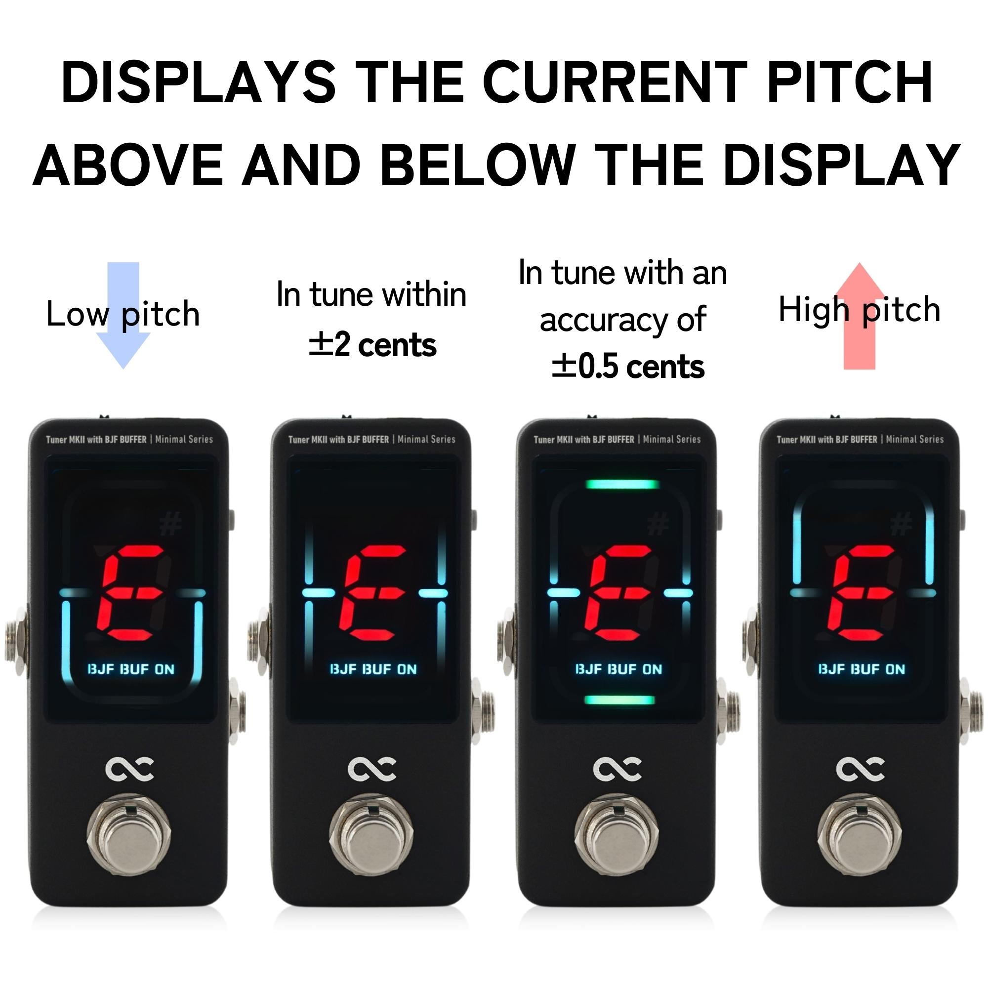 tuner pedal with buffer One Control Minimal Series Tuner MKII with BJF BUFFER OC-M-PT2 - Effects Pedal for Electric Guitar