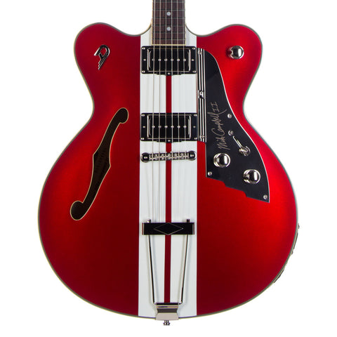 PRICE DROP! Duesenberg Guitars Mike Campbell II Signature Model - DCF-MV-II Hollowbody Electric Guitar - Metallic Red with Racing Stripes