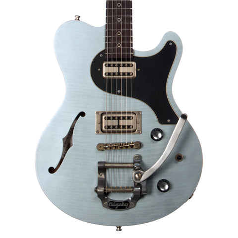 Nik Huber Guitars Surfmeister - Trans Ice Blue - Flame Top - 6.0lbs - Custom Electric Guitar, NEW!